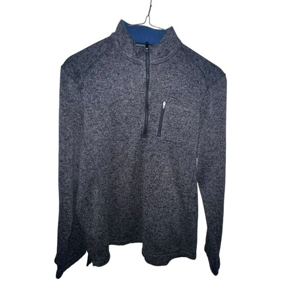 Woolrich 1/4 Zip Knit Fleece Polyester Pullover‎ Sweater Men's XL Charcoal Gray - Picture 1 of 9